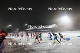 15.02.2024, Nove Mesto na Morave, Czechia (CZE): Timofei Lapshin (KOR), Kresimir Crnkovic (CRO), Florent Claude (BEL), Noah Bradford (AUS), (l-r) - IBU World Championships Biathlon, single mixed relay, Nove Mesto na Morave (CZE). www.nordicfocus.com. © Manzoni/NordicFocus. Every downloaded picture is fee-liable.