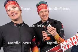 13.02.2024, Nove Mesto na Morave, Czechia (CZE): Benedikt Doll (GER), Roman Rees (GER), (l-r) - IBU World Championships Biathlon, training, Nove Mesto na Morave (CZE). www.nordicfocus.com. © Thibaut/NordicFocus. Every downloaded picture is fee-liable.