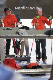 08.02.2024, Nove Mesto na Morave, Czechia (CZE): Emily Dickson (CAN), Emma Lunder (CAN), (l-r) - IBU World Championships Biathlon, training, Nove Mesto na Morave (CZE). www.nordicfocus.com. © Manzoni/NordicFocus. Every downloaded picture is fee-liable.