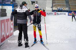 12.02.2024, Nove Mesto na Morave, Czechia (CZE): Clement Dumont (FRA), coach Team Belgium - IBU World Championships Biathlon, training, Nove Mesto na Morave (CZE). www.nordicfocus.com. © Thibaut/NordicFocus. Every downloaded picture is fee-liable.