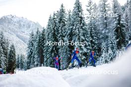 01.01.2024, Toblach, Italy (ITA): Nina Riedener (LIE), Darya Ryazhko (KAZ), Nadezhda Stepashkina (KAZ), (l-r)  - FIS world cup cross-country, tour de ski, pursuit, Toblach (ITA). www.nordicfocus.com. © Modica/NordicFocus. Every downloaded picture is fee-liable.