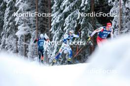 01.01.2024, Toblach, Italy (ITA): Florian Notz (GER), Gustaf Berglund (SWE), Valerio Grond (SUI), (l-r)  - FIS world cup cross-country, tour de ski, pursuit, Toblach (ITA). www.nordicfocus.com. © Modica/NordicFocus. Every downloaded picture is fee-liable.
