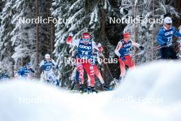 01.01.2024, Toblach, Italy (ITA): Emil Danielsson (SWE), Dominik Bury (POL), Erwan Kaeser (SUI), Janik Riebli (SUI), Imanol Rojo (ESP), (l-r)  - FIS world cup cross-country, tour de ski, pursuit, Toblach (ITA). www.nordicfocus.com. © Modica/NordicFocus. Every downloaded picture is fee-liable.