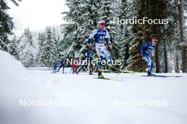 01.01.2024, Toblach, Italy (ITA): Jules Lapierre (FRA), Haavard Solaas Taugboel (NOR), Anian Sossau (GER), Truls Gisselman (SWE), Remi Lindholm (FIN), (l-r)  - FIS world cup cross-country, tour de ski, pursuit, Toblach (ITA). www.nordicfocus.com. © Modica/NordicFocus. Every downloaded picture is fee-liable.