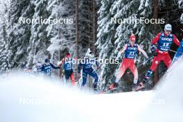 01.01.2024, Toblach, Italy (ITA): Elia Barp (ITA), Antoine Cyr (CAN), Theo Schely (FRA), Cyril Faehndrich (SUI), Paal Golberg (NOR), (l-r)  - FIS world cup cross-country, tour de ski, pursuit, Toblach (ITA). www.nordicfocus.com. © Modica/NordicFocus. Every downloaded picture is fee-liable.