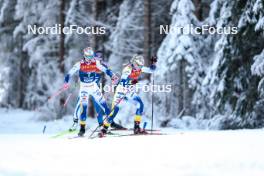 01.01.2024, Toblach, Italy (ITA): Emma Ribom (SWE), Jonna Sundling (SWE), (l-r)  - FIS world cup cross-country, tour de ski, pursuit, Toblach (ITA). www.nordicfocus.com. © Modica/NordicFocus. Every downloaded picture is fee-liable.