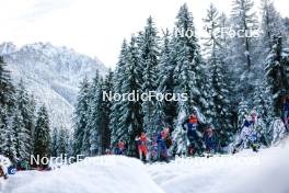 01.01.2024, Toblach, Italy (ITA): Juliette Ducordeau (FRA), Nadja Kaelin (SUI), Sophia Laukli (USA), Martina Di Centa (ITA), Lena Quintin (FRA), Maja Dahlqvist (SWE), (l-r)  - FIS world cup cross-country, tour de ski, pursuit, Toblach (ITA). www.nordicfocus.com. © Modica/NordicFocus. Every downloaded picture is fee-liable.