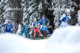 01.01.2024, Toblach, Italy (ITA): Vladislav Kovalyov (KAZ), Seve De Campo (AUS), Maciej Starega (POL), Kaarel Kasper Korge (EST), Emil Danielsson (SWE), (l-r)  - FIS world cup cross-country, tour de ski, pursuit, Toblach (ITA). www.nordicfocus.com. © Modica/NordicFocus. Every downloaded picture is fee-liable.
