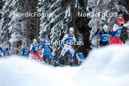 01.01.2024, Toblach, Italy (ITA): Kaarel Kasper Korge (EST), Emil Danielsson (SWE), Lucas Chanavat (FRA), (l-r)  - FIS world cup cross-country, tour de ski, pursuit, Toblach (ITA). www.nordicfocus.com. © Modica/NordicFocus. Every downloaded picture is fee-liable.