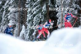 01.01.2024, Toblach, Italy (ITA): Renaud Jay (FRA), Benjamin Moser (AUT), Roman Schaad (SUI), Michael Foettinger (AUT), (l-r)  - FIS world cup cross-country, tour de ski, pursuit, Toblach (ITA). www.nordicfocus.com. © Modica/NordicFocus. Every downloaded picture is fee-liable.