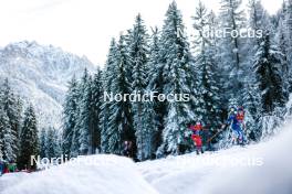 01.01.2024, Toblach, Italy (ITA): Pia Fink (GER), Mathilde Myhrvold (NOR), Jasmi Joensuu (FIN), (l-r)  - FIS world cup cross-country, tour de ski, pursuit, Toblach (ITA). www.nordicfocus.com. © Modica/NordicFocus. Every downloaded picture is fee-liable.