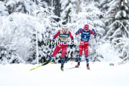 01.01.2024, Toblach, Italy (ITA): Erik Valnes (NOR), Harald Oestberg Amundsen (NOR), (l-r)  - FIS world cup cross-country, tour de ski, pursuit, Toblach (ITA). www.nordicfocus.com. © Modica/NordicFocus. Every downloaded picture is fee-liable.