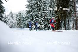 01.01.2024, Toblach, Italy (ITA): Alvar Johannes Alev (EST), Jules Lapierre (FRA), Haavard Solaas Taugboel (NOR), (l-r)  - FIS world cup cross-country, tour de ski, pursuit, Toblach (ITA). www.nordicfocus.com. © Modica/NordicFocus. Every downloaded picture is fee-liable.