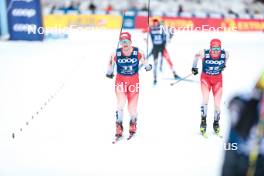 01.01.2024, Toblach, Italy (ITA): Cyril Faehndrich (SUI), Candide Pralong (SUI), (l-r)  - FIS world cup cross-country, tour de ski, pursuit, Toblach (ITA). www.nordicfocus.com. © Modica/NordicFocus. Every downloaded picture is fee-liable.