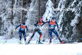 01.01.2024, Toblach, Italy (ITA): Anna Comarella (ITA), Sofie Krehl (GER), Juliette Ducordeau (FRA), (l-r)  - FIS world cup cross-country, tour de ski, pursuit, Toblach (ITA). www.nordicfocus.com. © Modica/NordicFocus. Every downloaded picture is fee-liable.