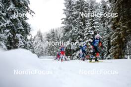 01.01.2024, Toblach, Italy (ITA): Cyril Faehndrich (SUI), Lucas Boegl (GER), Florian Notz (GER), (l-r)  - FIS world cup cross-country, tour de ski, pursuit, Toblach (ITA). www.nordicfocus.com. © Modica/NordicFocus. Every downloaded picture is fee-liable.