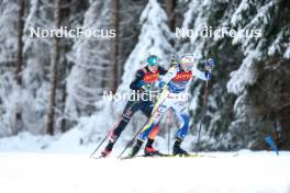01.01.2024, Toblach, Italy (ITA): Victoria Carl (GER), Linn Svahn (SWE), (l-r)  - FIS world cup cross-country, tour de ski, pursuit, Toblach (ITA). www.nordicfocus.com. © Modica/NordicFocus. Every downloaded picture is fee-liable.