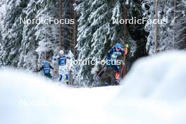 01.01.2024, Toblach, Italy (ITA): Anian Sossau (GER), Leo Johansson (SWE), Lucas Boegl (GER), (l-r)  - FIS world cup cross-country, tour de ski, pursuit, Toblach (ITA). www.nordicfocus.com. © Modica/NordicFocus. Every downloaded picture is fee-liable.