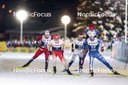03.01.2024, Davos, Switzerland (SUI): Erik Valnes (NOR), Janik Riebli (SUI), Joni Maki (FIN), (l-r)  - FIS world cup cross-country, tour de ski, individual sprint, Davos (SUI). www.nordicfocus.com. © Modica/NordicFocus. Every downloaded picture is fee-liable.