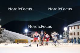 03.01.2024, Davos, Switzerland (SUI): Valerio Grond (SUI), Anian Sossau (GER), Matz William Jenssen (NOR), Johan Haeggstroem (SWE), (l-r)  - FIS world cup cross-country, tour de ski, individual sprint, Davos (SUI). www.nordicfocus.com. © Modica/NordicFocus. Every downloaded picture is fee-liable.