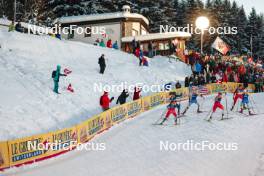03.01.2024, Davos, Switzerland (SUI): Caterina Ganz (ITA), Katerina Janatova (CZE), Emma Ribom (SWE), Lea Fischer (SUI), Kristine Stavaas Skistad (NOR), Jonna Sundling (SWE), (l-r)  - FIS world cup cross-country, tour de ski, individual sprint, Davos (SUI). www.nordicfocus.com. © Modica/NordicFocus. Every downloaded picture is fee-liable.