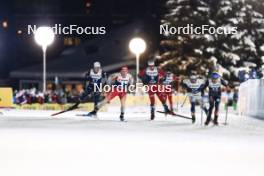 03.01.2024, Davos, Switzerland (SUI): Remi Bourdin (FRA), Valerio Grond (SUI), Matz William Jenssen (NOR), Johan Haeggstroem (SWE), Anian Sossau (GER), (l-r)  - FIS world cup cross-country, tour de ski, individual sprint, Davos (SUI). www.nordicfocus.com. © Modica/NordicFocus. Every downloaded picture is fee-liable.