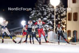 03.01.2024, Davos, Switzerland (SUI): Edvin Anger (SWE), Elia Barp (ITA), Haavard Solaas Taugboel (NOR), (l-r)  - FIS world cup cross-country, tour de ski, individual sprint, Davos (SUI). www.nordicfocus.com. © Modica/NordicFocus. Every downloaded picture is fee-liable.
