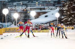 03.01.2024, Davos, Switzerland (SUI): Lea Fischer (SUI), Kristine Stavaas Skistad (NOR), Katerina Janatova (CZE), Emma Ribom (SWE), Caterina Ganz (ITA), (l-r)  - FIS world cup cross-country, tour de ski, individual sprint, Davos (SUI). www.nordicfocus.com. © Modica/NordicFocus. Every downloaded picture is fee-liable.