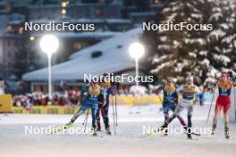 03.01.2024, Davos, Switzerland (SUI): Jasmi Joensuu (FIN), Federica Sanfilippo (ITA), Rosie Brennan (USA), Linn Svahn (SWE), Anja Weber (SUI), (l-r)  - FIS world cup cross-country, tour de ski, individual sprint, Davos (SUI). www.nordicfocus.com. © Modica/NordicFocus. Every downloaded picture is fee-liable.