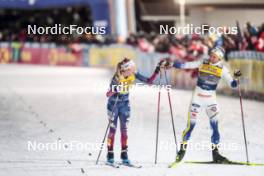 03.01.2024, Davos, Switzerland (SUI): Jessie Diggins (USA), Jonna Sundling (SWE), (l-r)  - FIS world cup cross-country, tour de ski, individual sprint, Davos (SUI). www.nordicfocus.com. © Modica/NordicFocus. Every downloaded picture is fee-liable.