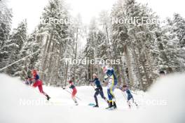 04.01.2024, Davos, Switzerland (SUI): Giuliana Werro (SUI), Delphine Claudel (FRA), Maja Dahlqvist (SWE), Novie Mccabe (USA), (l-r)  - FIS world cup cross-country, tour de ski, pursuit, Davos (SUI). www.nordicfocus.com. © Modica/NordicFocus. Every downloaded picture is fee-liable.