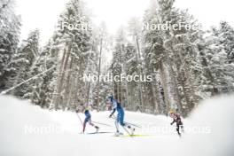 04.01.2024, Davos, Switzerland (SUI): Jessie Diggins (USA), Anne Kyllonen (FIN), Lisa Lohmann (GER), (l-r)  - FIS world cup cross-country, tour de ski, pursuit, Davos (SUI). www.nordicfocus.com. © Modica/NordicFocus. Every downloaded picture is fee-liable.