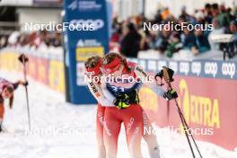 04.01.2024, Davos, Switzerland (SUI): Anja Weber (SUI), Nadja Kaelin (SUI), (l-r)  - FIS world cup cross-country, tour de ski, pursuit, Davos (SUI). www.nordicfocus.com. © Modica/NordicFocus. Every downloaded picture is fee-liable.