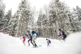 04.01.2024, Davos, Switzerland (SUI): Maja Dahlqvist (SWE), Novie Mccabe (USA), Caterina Ganz (ITA), (l-r)  - FIS world cup cross-country, tour de ski, pursuit, Davos (SUI). www.nordicfocus.com. © Modica/NordicFocus. Every downloaded picture is fee-liable.