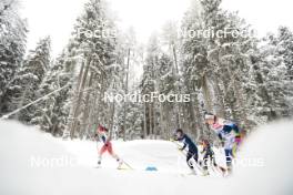 04.01.2024, Davos, Switzerland (SUI): Anja Weber (SUI), Anna Comarella (ITA), Victoria Carl (GER), Moa Ilar (SWE), (l-r)  - FIS world cup cross-country, tour de ski, pursuit, Davos (SUI). www.nordicfocus.com. © Modica/NordicFocus. Every downloaded picture is fee-liable.