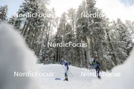 04.01.2024, Davos, Switzerland (SUI): Johan Haeggstroem (SWE), Lucas Chanavat (FRA), (l-r)  - FIS world cup cross-country, tour de ski, pursuit, Davos (SUI). www.nordicfocus.com. © Modica/NordicFocus. Every downloaded picture is fee-liable.