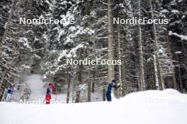 04.01.2024, Davos, Switzerland (SUI): Moa Ilar (SWE), Margrethe Bergane (NOR), Anna Comarella (ITA), (l-r)  - FIS world cup cross-country, tour de ski, pursuit, Davos (SUI). www.nordicfocus.com. © Modica/NordicFocus. Every downloaded picture is fee-liable.