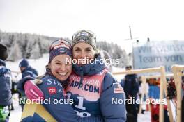04.01.2024, Davos, Switzerland (SUI): Jessie Diggins (USA), Rosie Brennan (USA), (l-r)  - FIS world cup cross-country, tour de ski, pursuit, Davos (SUI). www.nordicfocus.com. © Modica/NordicFocus. Every downloaded picture is fee-liable.