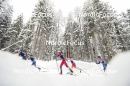 04.01.2024, Davos, Switzerland (SUI): Kristin Austgulen Fosnaes (NOR), Nadja Kaelin (SUI), Krista Parmakoski (FIN), (l-r)  - FIS world cup cross-country, tour de ski, pursuit, Davos (SUI). www.nordicfocus.com. © Modica/NordicFocus. Every downloaded picture is fee-liable.