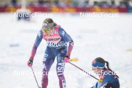 04.01.2024, Davos, Switzerland (SUI): Rosie Brennan (USA), Kerttu Niskanen (FIN), (l-r)  - FIS world cup cross-country, tour de ski, pursuit, Davos (SUI). www.nordicfocus.com. © Modica/NordicFocus. Every downloaded picture is fee-liable.
