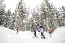 04.01.2024, Davos, Switzerland (SUI): Anja Weber (SUI), Anna Comarella (ITA), Victoria Carl (GER), Moa Ilar (SWE), Patricija Eiduka (LAT), (l-r)  - FIS world cup cross-country, tour de ski, pursuit, Davos (SUI). www.nordicfocus.com. © Modica/NordicFocus. Every downloaded picture is fee-liable.