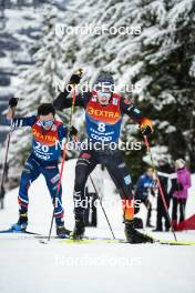 07.01.2024, Val di Fiemme, Italy (ITA): Jules Lapierre (FRA), Friedrich Moch (GER), (l-r)  - FIS world cup cross-country, tour de ski, final climb, Val di Fiemme (ITA). www.nordicfocus.com. © Barbieri/NordicFocus. Every downloaded picture is fee-liable.