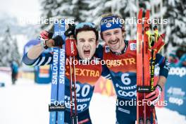 07.01.2024, Val di Fiemme, Italy (ITA): Jules Lapierre (FRA), Hugo Lapalus (FRA), (l-r)  - FIS world cup cross-country, tour de ski, final climb, Val di Fiemme (ITA). www.nordicfocus.com. © Modica/NordicFocus. Every downloaded picture is fee-liable.