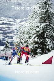 07.01.2024, Val di Fiemme, Italy (ITA): Sophia Laukli (USA), Heidi Weng (NOR), (l-r)  - FIS world cup cross-country, tour de ski, final climb, Val di Fiemme (ITA). www.nordicfocus.com. © Barbieri/NordicFocus. Every downloaded picture is fee-liable.