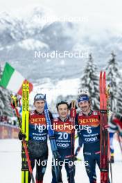 07.01.2024, Val di Fiemme, Italy (ITA): Friedrich Moch (GER), Jules Lapierre (FRA), Hugo Lapalus (FRA), (l-r)  - FIS world cup cross-country, tour de ski, final climb, Val di Fiemme (ITA). www.nordicfocus.com. © Modica/NordicFocus. Every downloaded picture is fee-liable.