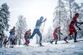 06.01.2024, Val di Fiemme, Italy (ITA): William Poromaa (SWE), Martin Loewstroem Nyenget (NOR), Hugo Lapalus (FRA), Erik Valnes (NOR), (l-r)  - FIS world cup cross-country, tour de ski, mass, Val di Fiemme (ITA). www.nordicfocus.com. © Barbieri/NordicFocus. Every downloaded picture is fee-liable.