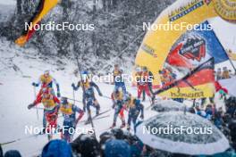 06.01.2024, Val di Fiemme, Italy (ITA): Harald Oestberg Amundsen (NOR), Scott Patterson (USA), Remi Bourdin (FRA), Remi Lindholm (FIN), Paal Golberg (NOR), (l-r)  - FIS world cup cross-country, tour de ski, mass, Val di Fiemme (ITA). www.nordicfocus.com. © Barbieri/NordicFocus. Every downloaded picture is fee-liable.