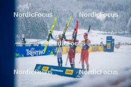 06.01.2024, Val di Fiemme, Italy (ITA): William Poromaa (SWE), Erik Valnes (NOR), Cyril Faehndrich (SUI), (l-r)  - FIS world cup cross-country, tour de ski, mass, Val di Fiemme (ITA). www.nordicfocus.com. © Barbieri/NordicFocus. Every downloaded picture is fee-liable.