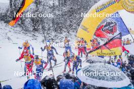 06.01.2024, Val di Fiemme, Italy (ITA): Harald Oestberg Amundsen (NOR), Scott Patterson (USA), Remi Bourdin (FRA), (l-r)  - FIS world cup cross-country, tour de ski, mass, Val di Fiemme (ITA). www.nordicfocus.com. © Barbieri/NordicFocus. Every downloaded picture is fee-liable.