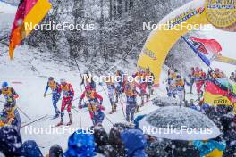 06.01.2024, Val di Fiemme, Italy (ITA): Remi Lindholm (FIN), Naoto Baba (JPN), Hugo Lapalus (FRA), (l-r)  - FIS world cup cross-country, tour de ski, mass, Val di Fiemme (ITA). www.nordicfocus.com. © Barbieri/NordicFocus. Every downloaded picture is fee-liable.